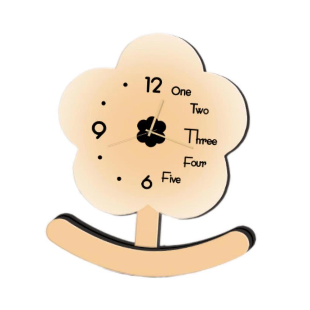 Non-slip Small Flower Pendulum Clock Ornament Tabletop Statue Clock Wood Desk Clock  Bedside