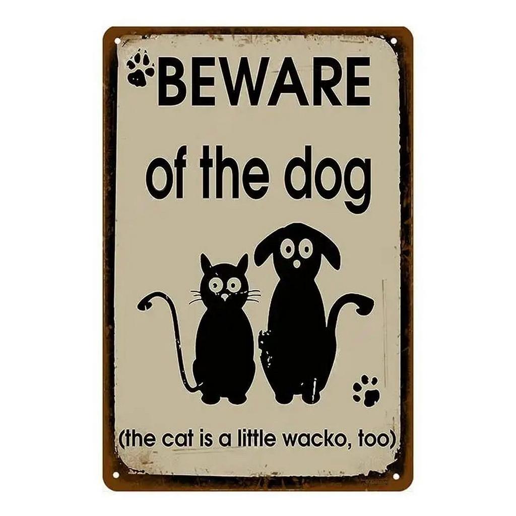 Decor Warning Vintage Metal Tin Signs Beware Dog Kisses Funny Poster Decor for Cafe Garage Bar Pub Club Man Cave Wall Decoration