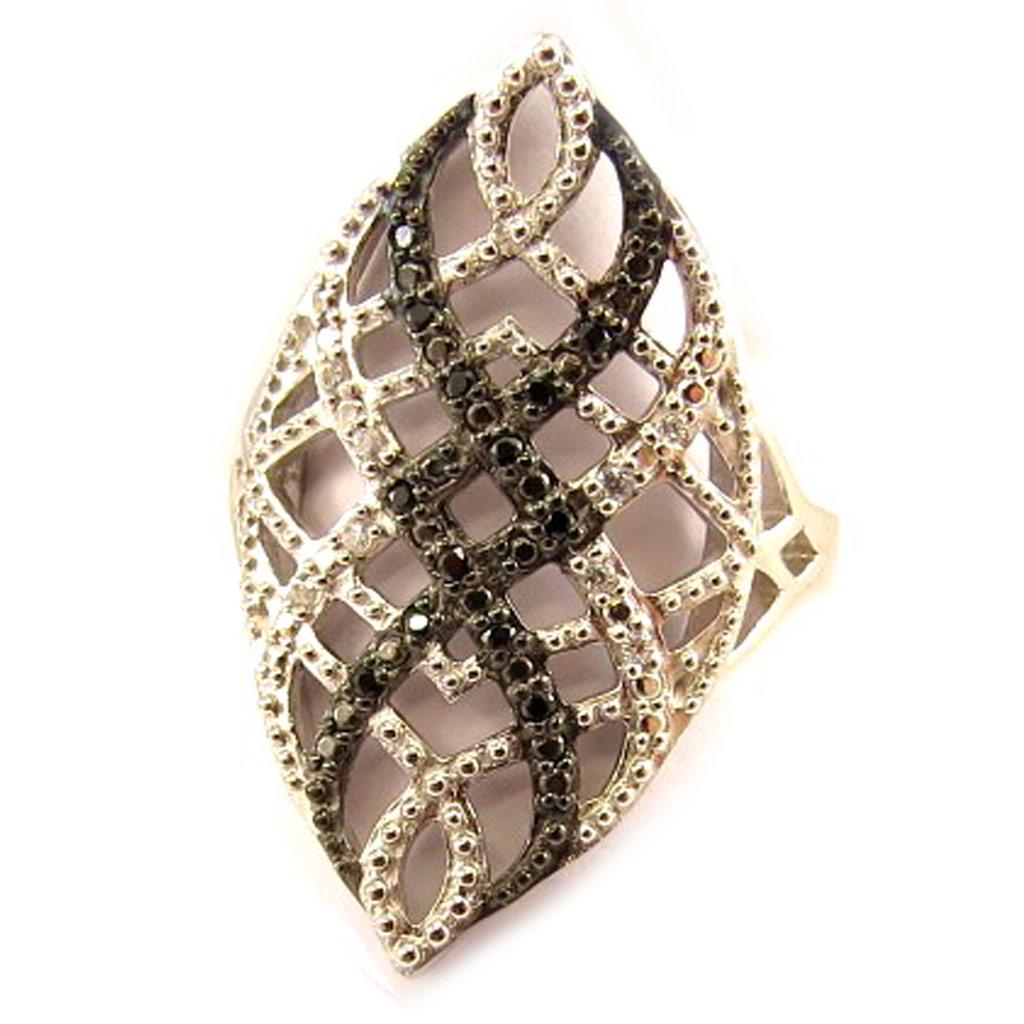 Silver Ring 'Carmen' Black White Silver (rhodium) - 28 Mm