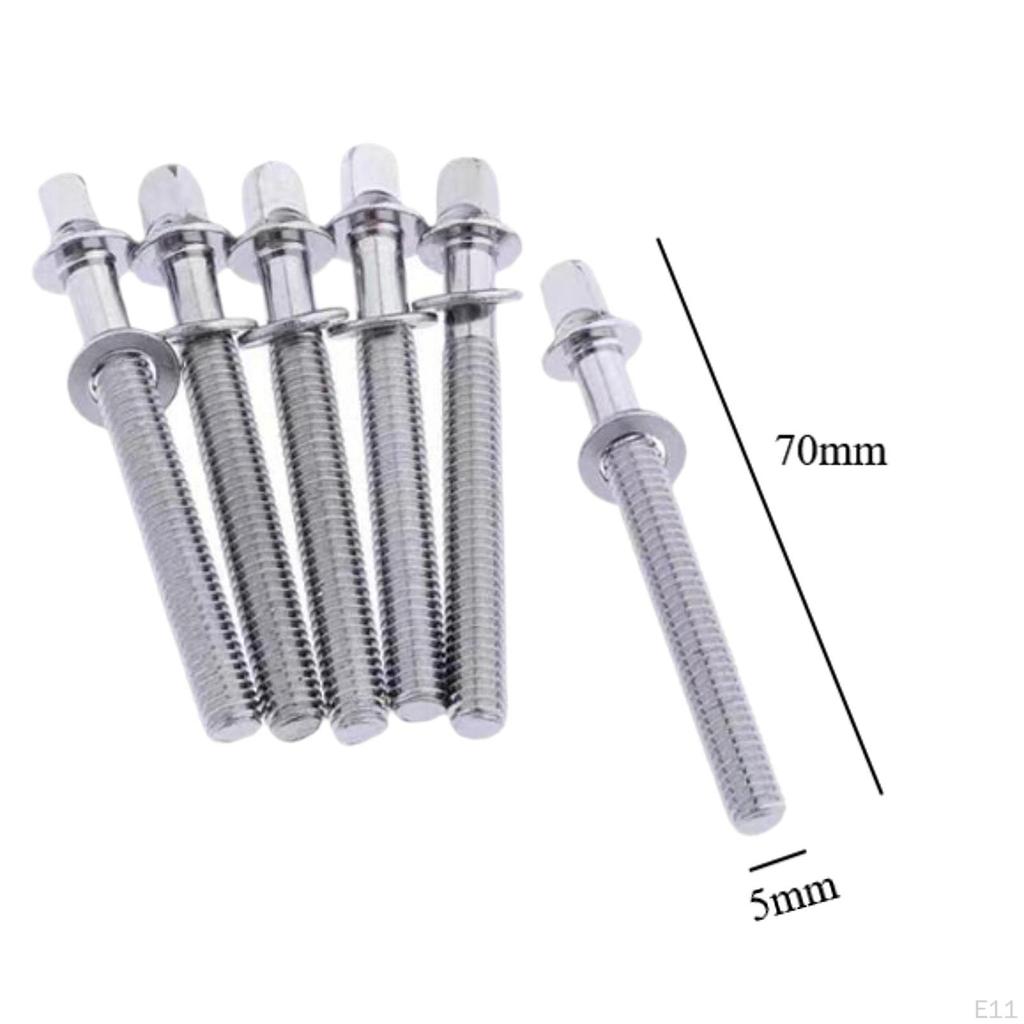 6 Pieces Drum Tension Rods Lug Bolts Screws for Percussion