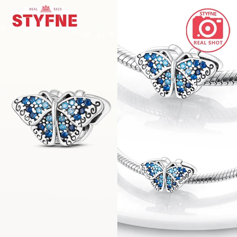 New Silver 925 Blue Dragonfly Butterfly Charms Beads Fit Bracelet for Women DIY Fine Jewelry Accessories Beads Gifts
