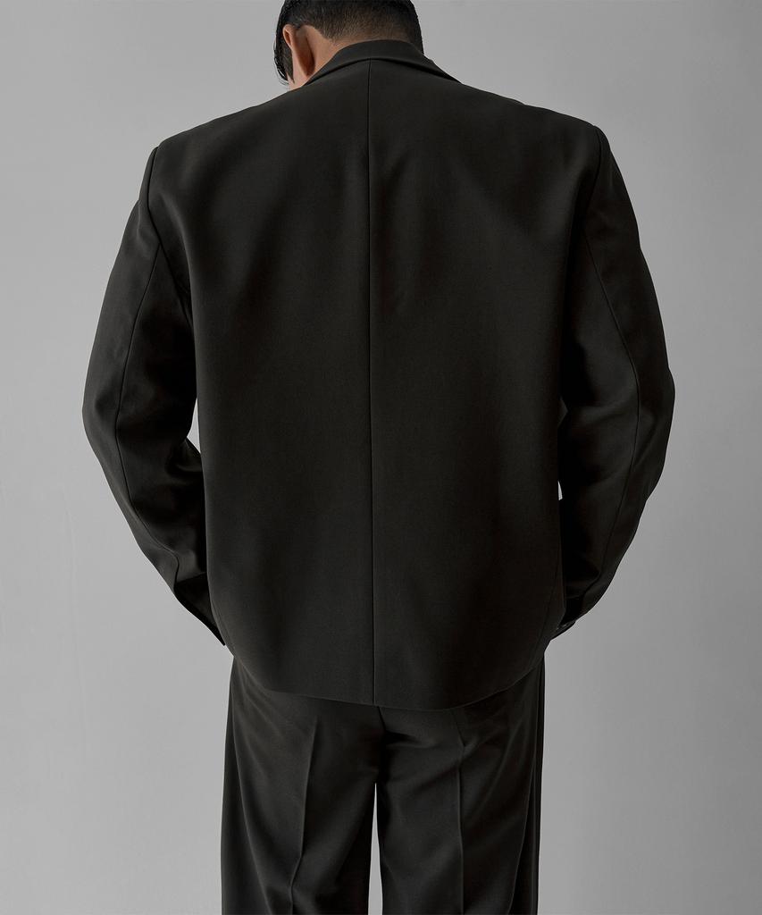 BOWLOW PRODUCT Wool Blend Double-Breasted Blazer [Charcoal]
