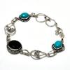 Подарочный ювелирный браслет с черной шпинелью и бирюзовым драгоценным камнем Santa Rosa 6–8 дюймов
