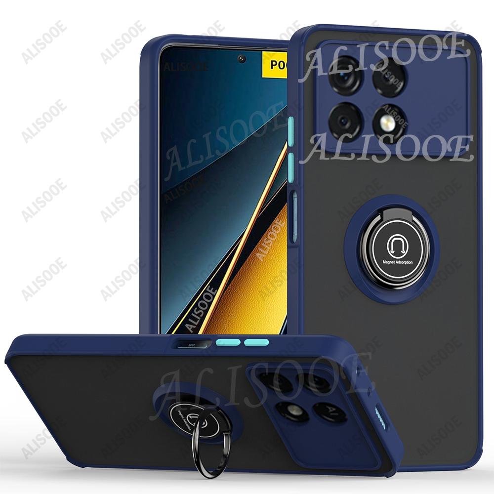 Чехол Kickstand для POCO X7 Pro F7 F6 F5 X6 Pro Чехол Бронированный с Держателем-Кольцом Защитная Крышка для Xiaomi Redmi K70 Ударопрочный Чехол