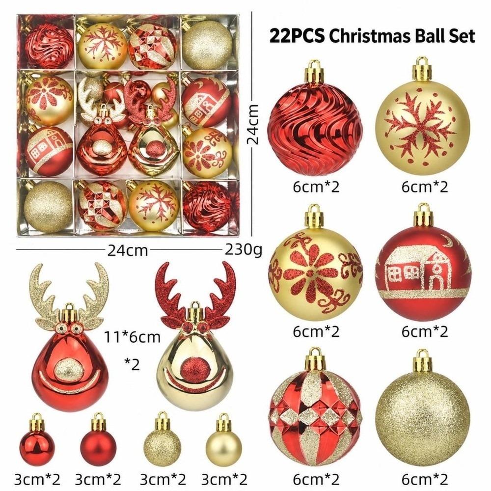 22Pcs/Set 6CM Christmas Ball Shiny Xmas Baubles Durable Christmas Pendant Decorations Storefront