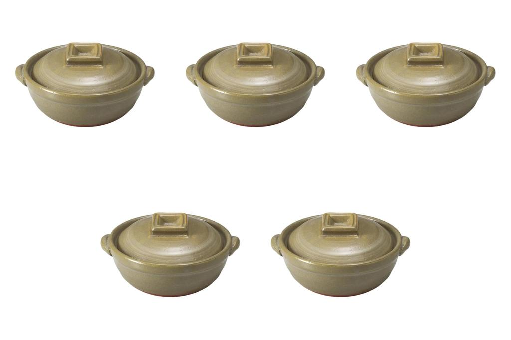 Set of 5 White Brushed 4 Pots X X Earthenware Banko Direct Setomonohonpo Kyoto-style No. [14 12.5 7cm] Single-Serving Pot, Ware, Fire,