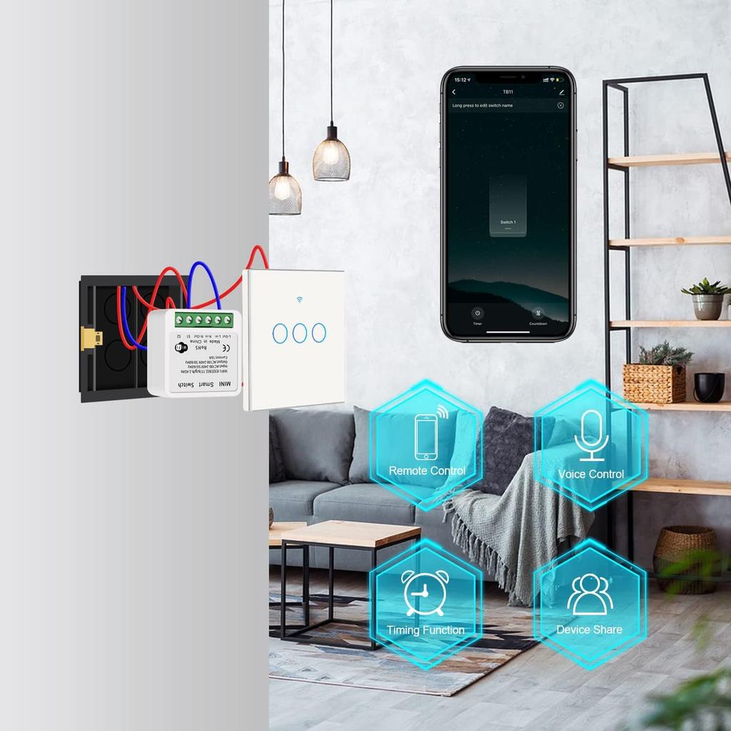 16A MINI Wifi Switch DIY Smart Home 2-way Control Relay Smart LIfe APP Control Remotely Timer Works With Alexa Google Home Alice