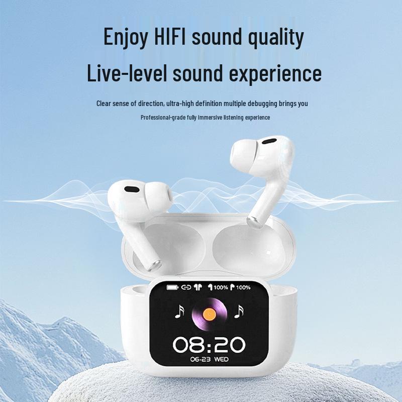 Многоязычные AI Bluetooth-наушники с полноцветным экраном и шумоподавлением для перевода в реальном времени в ухо.