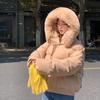 Korean Big Fur Collar Down Cotton Clothes Women's New Short Loose Thickened Small Foreign Style Hooded Jacket