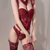 Сексуальный костюм жилет корсет красные подтяжки брюки кружевной край нескользящий костюм