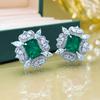 Huitan Red/Green Cubic Zirconia Stud Earrings for Women Luxury Earrings Wedding Engagement Party Female Accessory Trendy Jewelry