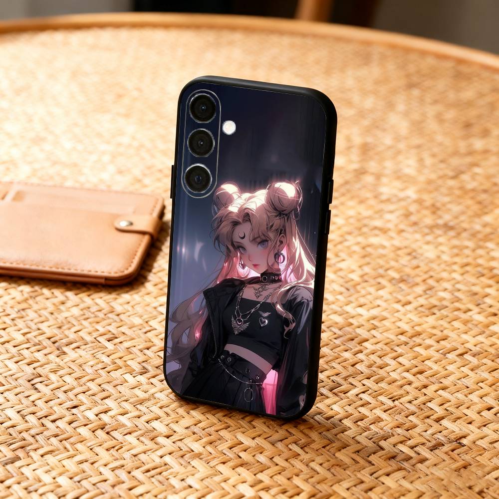 Чехол для телефона с аниме-персонажем S-Sailor-M-Moon для Samsung A73, A21s, A22, A31, A32, A52, A53, A71, A80, Мягкий черный корпус
