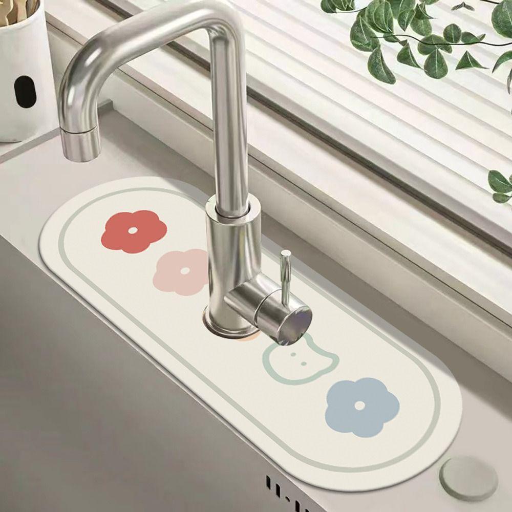 Diatomite Faucet Draining Mat Splash-proof Quick Dry Non-Slip Absorbent Pad Convenient Sink Splash Guard Rug