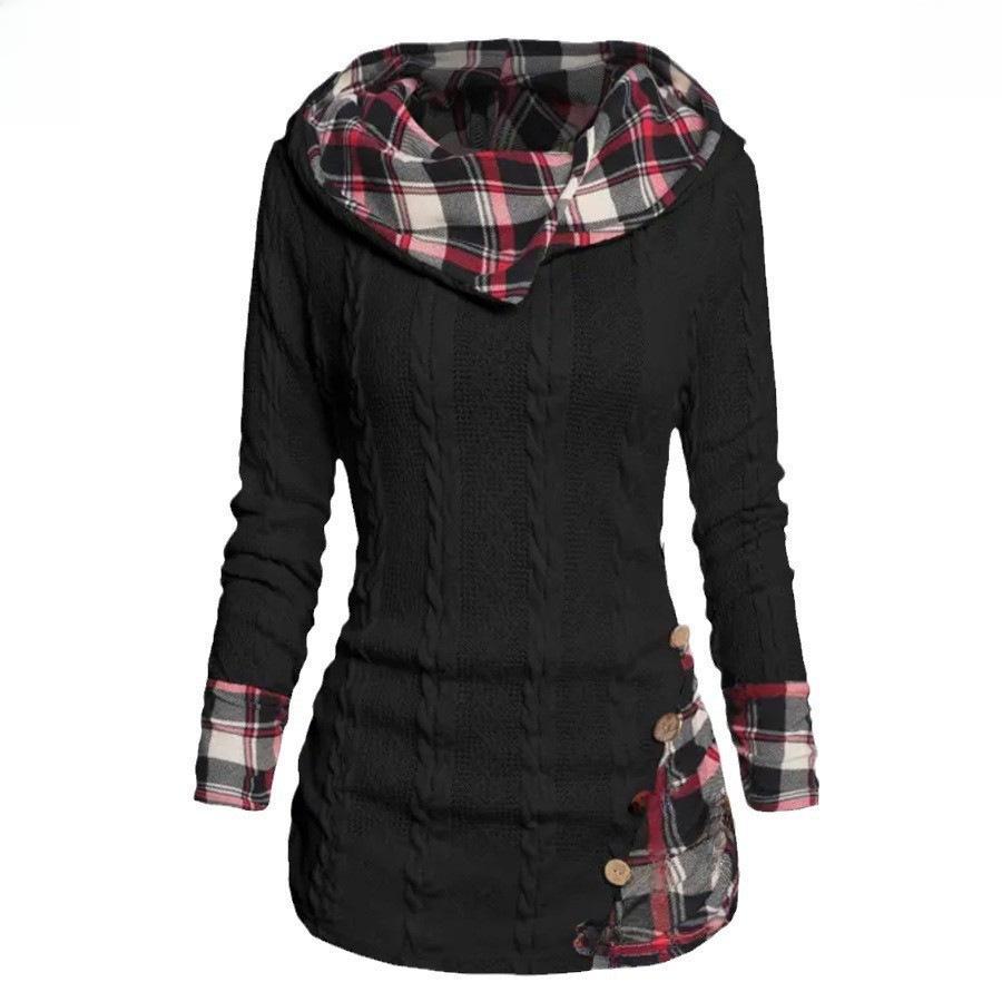 Женский свитер с капюшоном, вязаный косами, пуловер - повседневная толстовка с длинным рукавом 2023