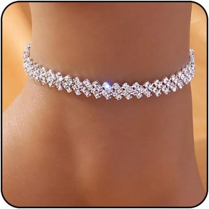 Waterproof stainless steel anklet, tennis anklet, women's heart-shaped butterfly anklet, women's summer beach foot jewelry