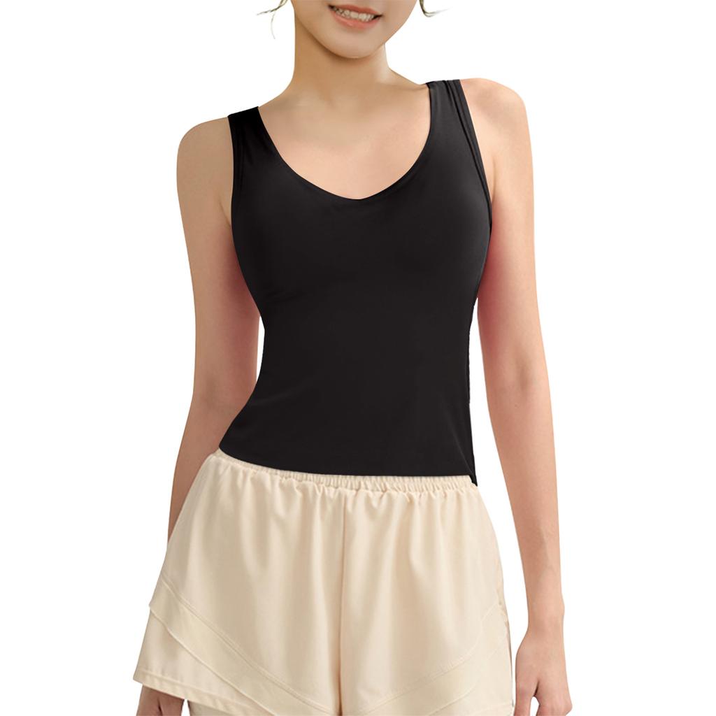 Молодых девушек однотонный цвет чашечки йога нижняя рубашка спортивное нижнее белье жилет