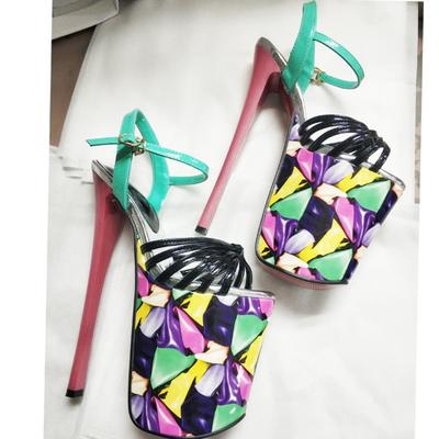 Женские сандалии 22 см на платформе с открытым носком, модель для подиума, обувь для стриптиза, туфли на высоком каблуке для ночного клуба, большие размеры