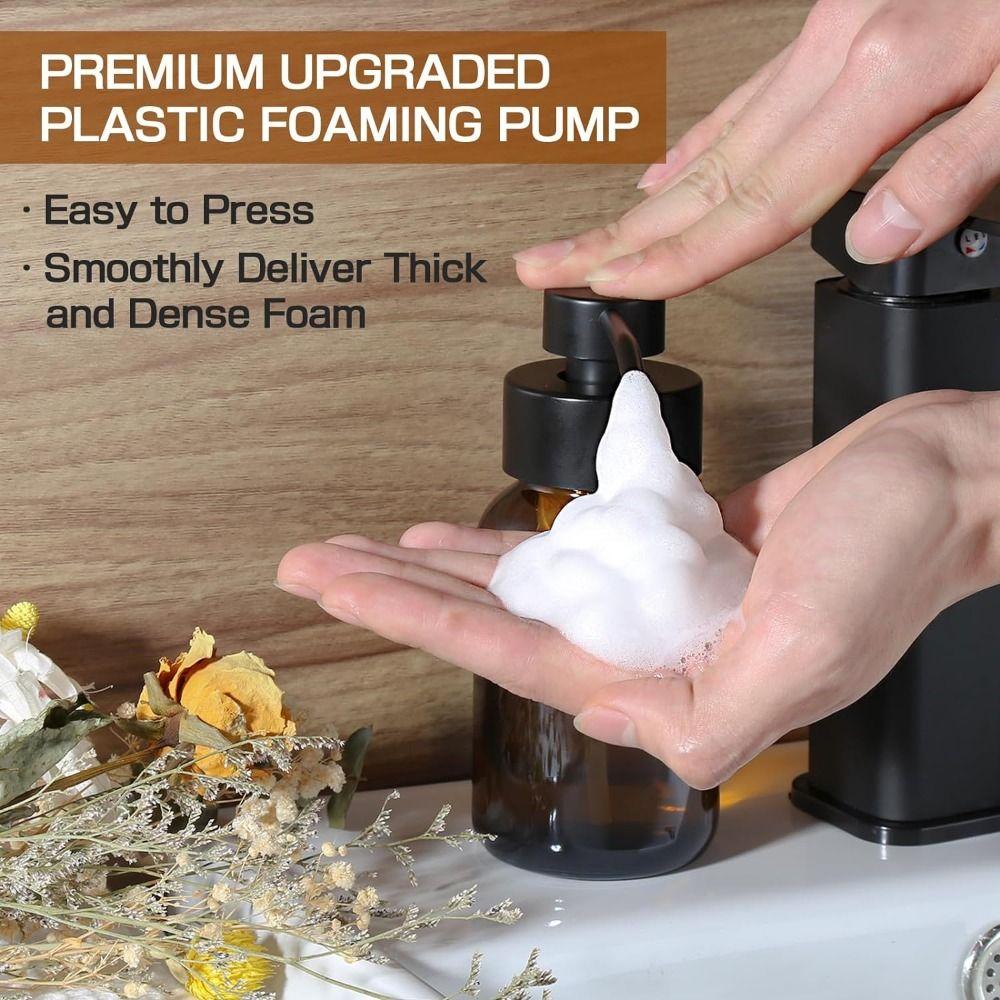 Thick Glass Foaming Soap Dispenser Round Brown Glass Jar Anti-slip Foam Pump Bottle  Body Wash