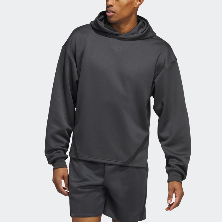 adidas Men's Black Gray Colorblock SELECT Hooded Pullover Sweatshirt IC2418
