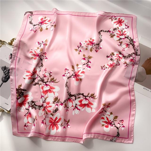 Silk Scarf For Women Luxury Hijab Hair Bands Square Neckerchief Female Satin Shawl Ribbon Headband Fashion Wraps Bandana