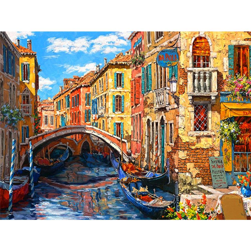 3D алмазная живопись город полный квадратный круглый дрель искусство горный хрусталь 5D DIY Алмазная вышивка пейзаж Приморский подарок ручной работы