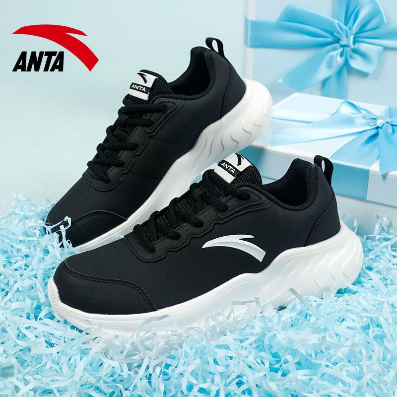 Anta Running Series Fabric Synthetic Leather Comfortable Versatile Shock Absorbing Non-Slip Low-Top Running Shoes Women Sneaker Black 922345527-6