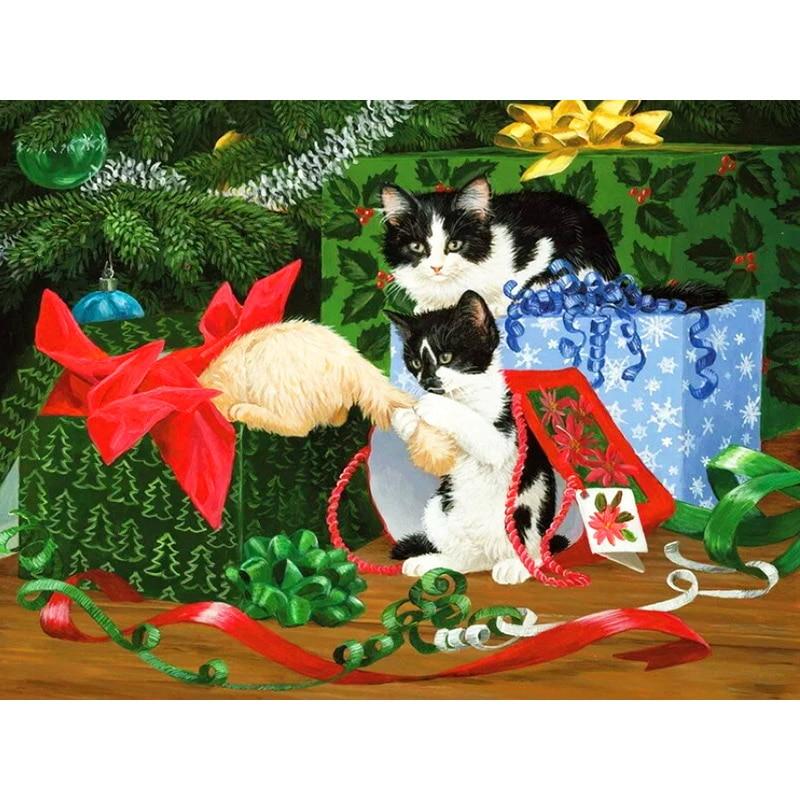 5D DIY Diamond Painting Cute Cat Diamond Embroidery Animal Flowers Cross Stitch Full Square Round Drill Home Decor Manual Gift