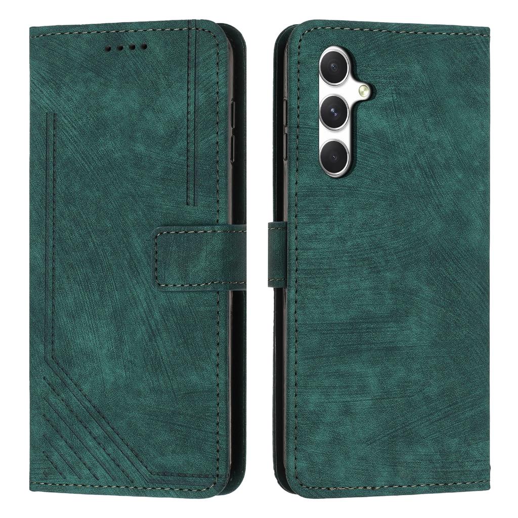 For Samsung Galaxy A56 5G Case Imprinted Lines Leather Phone Cover Folding Stand