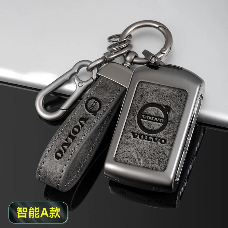 AABBG1 Zinc Alloy Car Key Case Cover Shell Holder Fob For Volvo S60 S90 XC40 XC60 XC90 V90 Polestar 1 Polestar 2 Keychain Car Accessory