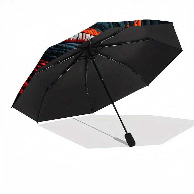 1pc Lizard Reptile Automatic Open 8-Rib Windproof Umbrella, Travel & Commuting, Suitable for All Seasons, Lightweight Portable,047