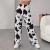 2025 Shien High Waist Cow Pattern Fur Trousers - Comfortable Autumn/Winter Casual Pants
