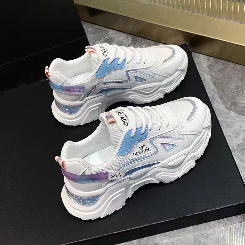 Женские кроссовки на толстой подошве, кроссовки «папины», весна-осень, маленькие сетчатые туфли, студенческие, корейская версия, универсальные, дышащие спортивные туфли, повседневные туфли