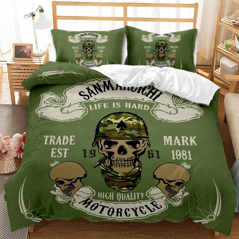 Комплект постельного белья с черепом Queen 3D Skeleton Floral Skull Pattern Printed Beds Qulit Cover Gothic Microfiber Beds Queen Size