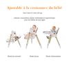 2-in-1 Baby High Chair with Rocking Function, 5-Point Safety Harness, Locking Wheels, Removable Tray, Foldable & Height-Adjustable, White