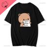 Lovely Bubu Is Throwing Flip-flops At Dudu Since He Teases Bubu T Shirt Bear Tshirt Kawaii Unisex Clothes Unisex Tops Graphic Shirt Unisex