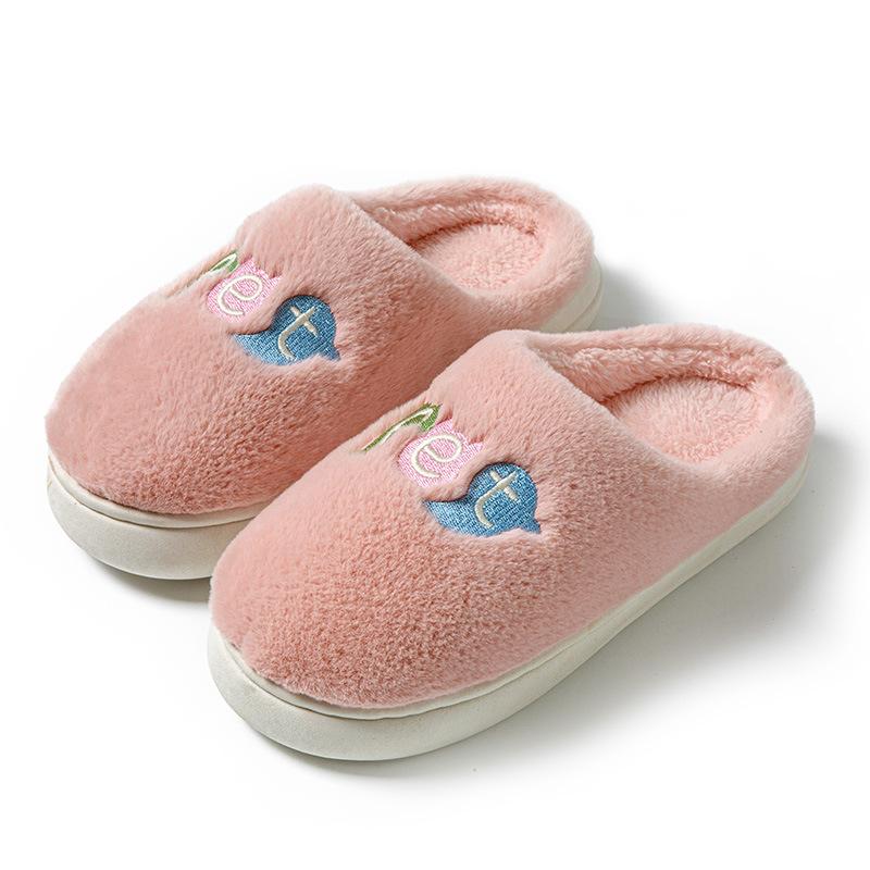 Женские хлопковые тапочки на осень и зиму, простая толстая подошва с плюшевой изоляцией, домашняя обувь для пар, мохнатые тапочки для мужчин