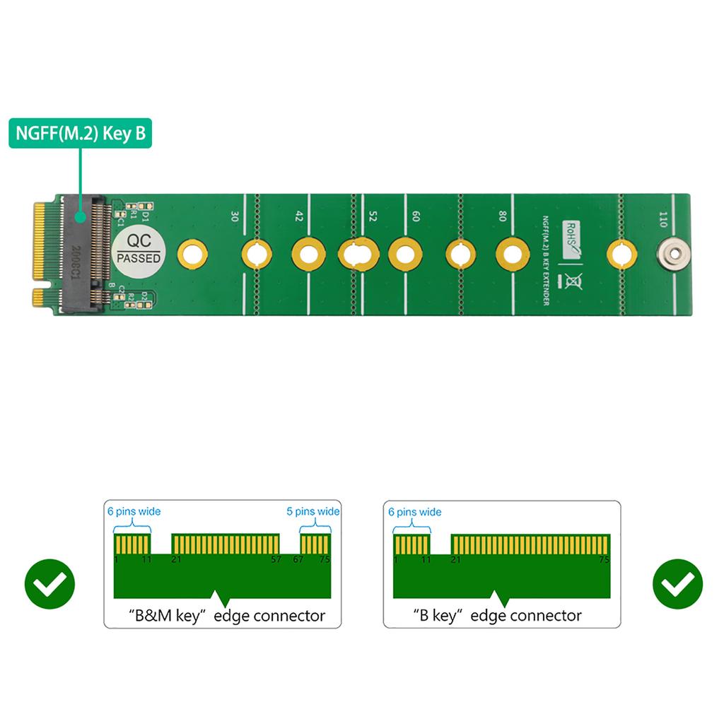 M.2 NGFF B Key SSD адаптер конвертер ключа B в ключ B удлинитель конвертирующая карта для 2230 2242 2260 2280 22110 M.2 SATA SSD