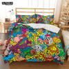 Мультяшный граффити принт Полиэстер Комплекты постельного белья Детские Покрывала для детей Комплект пододеяльника для подростков Кинг сайз Комплект постельного белья