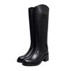 Women Knee-high Boots Natural Leather Shoes Plus Size 22-27 Cm Length Cow Leather Autumn and Winter Plush Shoes