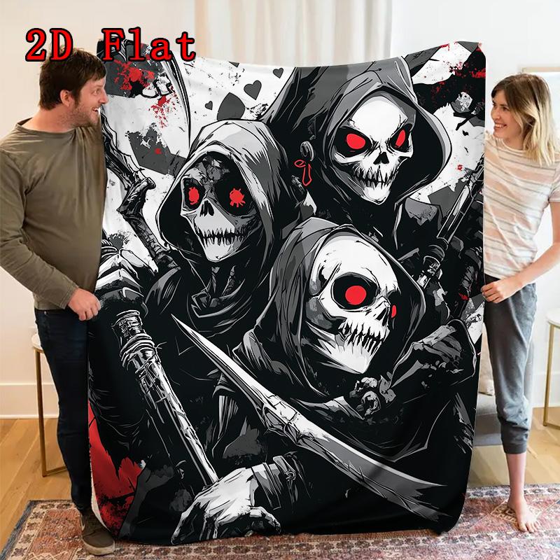 Grim Reaper 2D Flat Pattern Flannel Blanket High quality All Seasons Warmth and Comfort Perfect for Christmas Gifts.MMT0918275