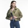 Spring Autumn Lapel Women's High Waist Loose PU Leather Coat Motorcycle Leather Jacket S-XL