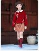 David Bella Girls' Knitted Sweater Autumn Collection New Children's Red Sweater Chinese Style Children's Clothing