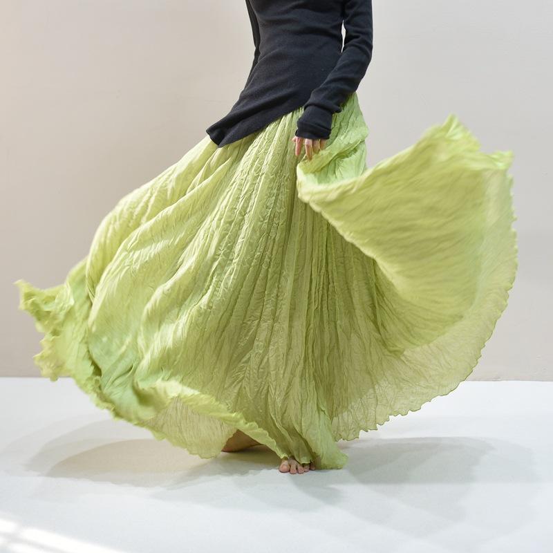 Женские льняные макси-юбки Летние Бохо Однотонные Пляжные Эластичные С высокой талией Плиссированные А-силуэта Легкие Расклешенные Длинные Макси-юбки Эластичная талия Длинная юбка для женщин