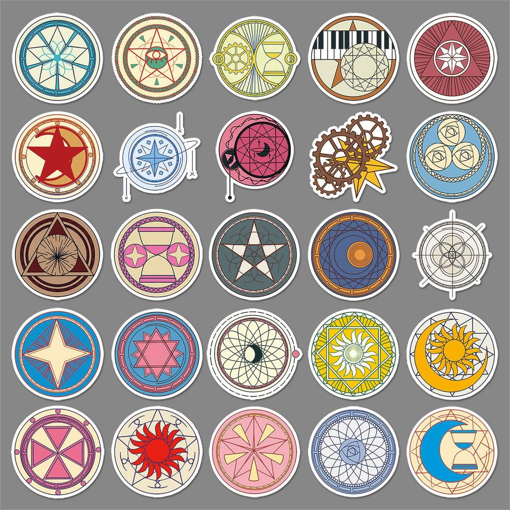 50 Magic Circle Personalized Doodle Cartoon Witch Decorative Laptop Suitcase Stickers