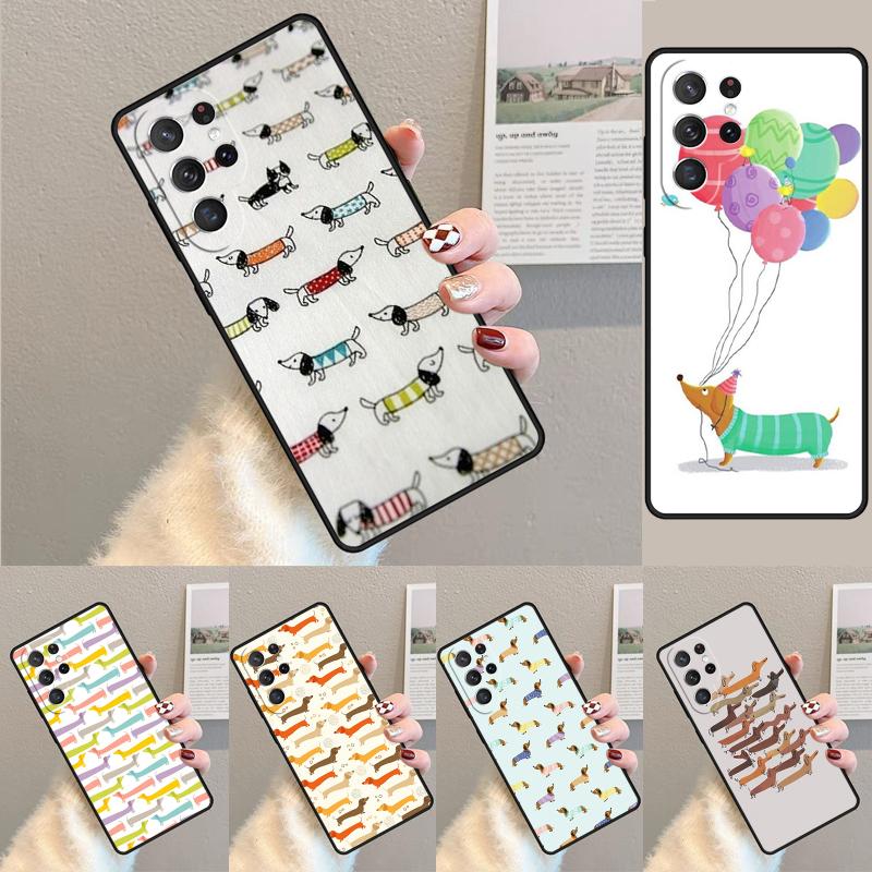 Cartoon Dachshund Sausage Dog Phone Case for Samsung Galaxy note 10 pro S26 Ultra S23 S24 FE S25 S21 S22 PLUS shockproof Cove