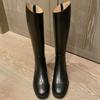 Internet Celebrity Knight Boots 2025 New British Style Women's Knee Boots Leather Boots High Autumn Boots Women's Single Boots