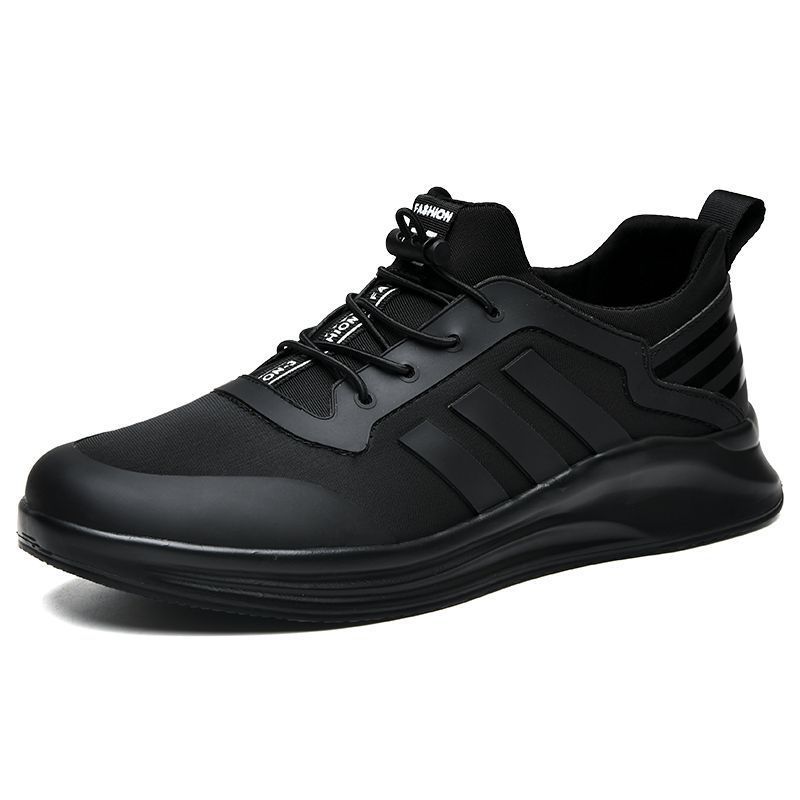 Sports Shoes Men's Shoes 2025 Spring and Autumn New Leather Waterproof and Odor Proof Casual Shoes Versatile Black Running