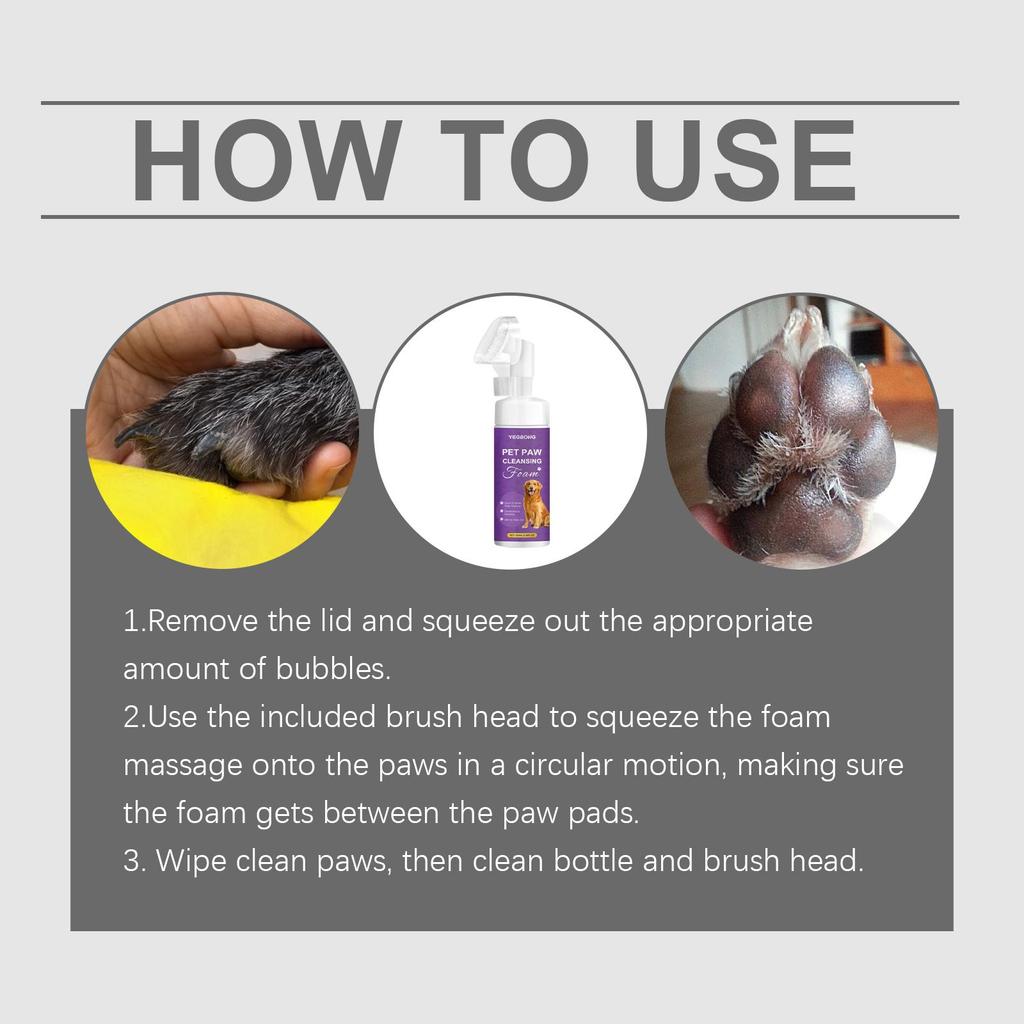 Yegbong pet Paw care combination paw cleaning foam + paw cream stick decontamination, fresh moisturizing and moisturizing daily care 1set