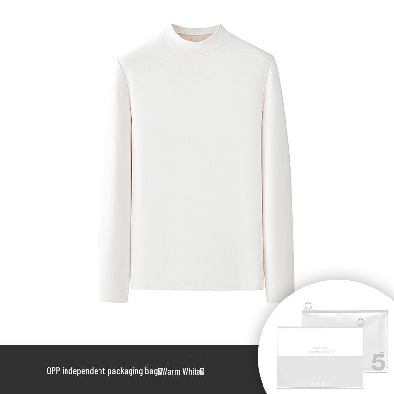 Мужская терморубашка из шелка и шерсти с полувысоким воротником и флисовой подкладкой