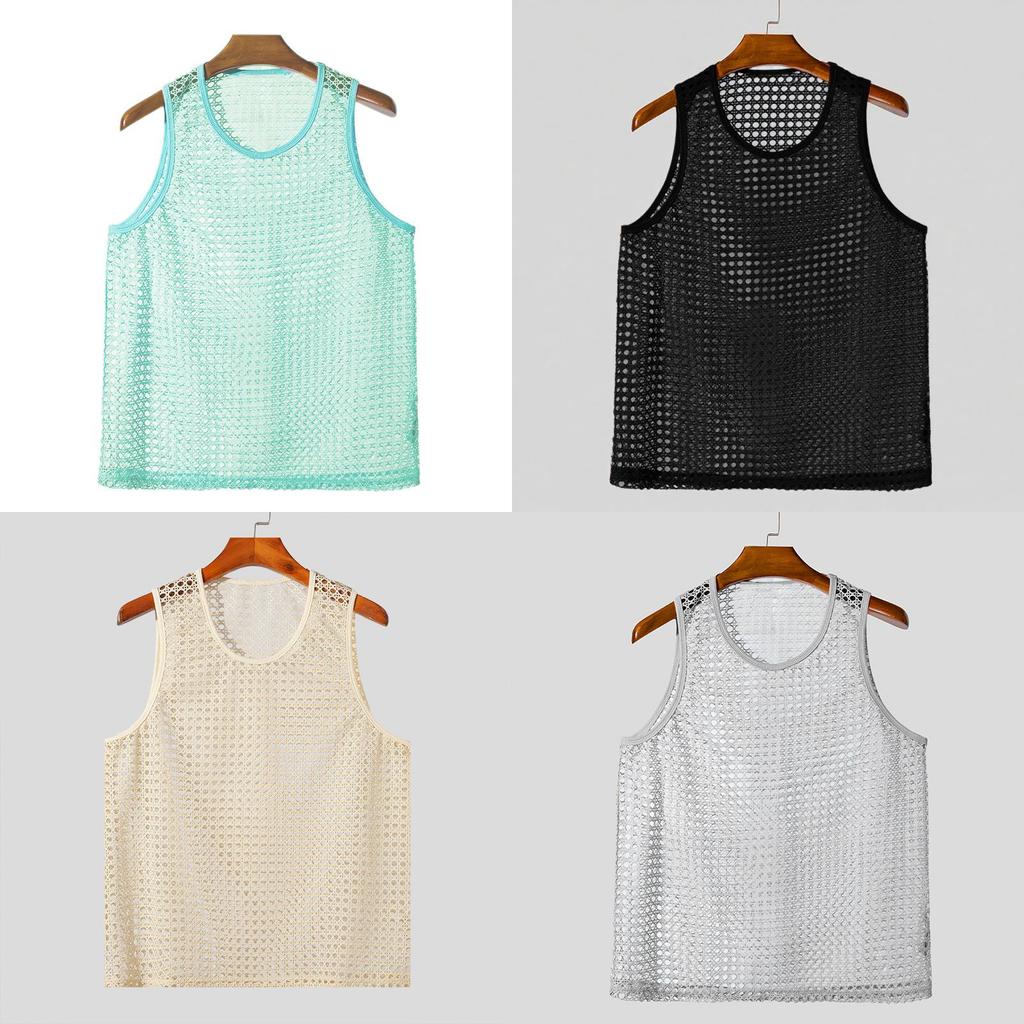Summer Gym Wear Men Muscle Tank Top With Mesh Fabric For Active Fitness Enthusiasts